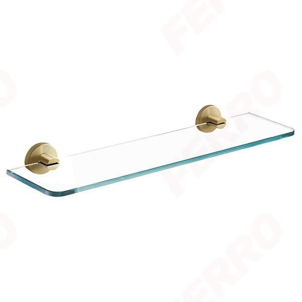 Glass shelf, brushed gold