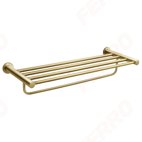 Double towel rack, brushed gold