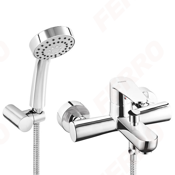 Algeo - Wall-mounted bath mixer with a switch in the spout, chrome