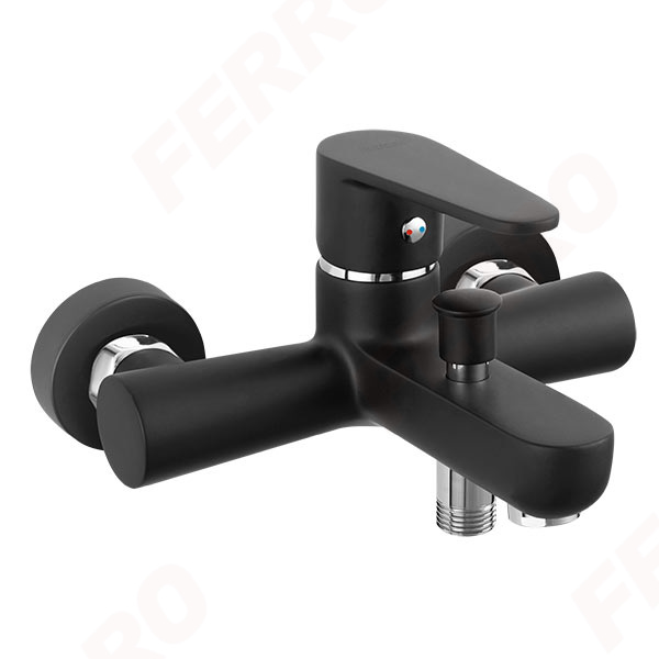Algeo Black - Wall-mounted bath mixer, black
