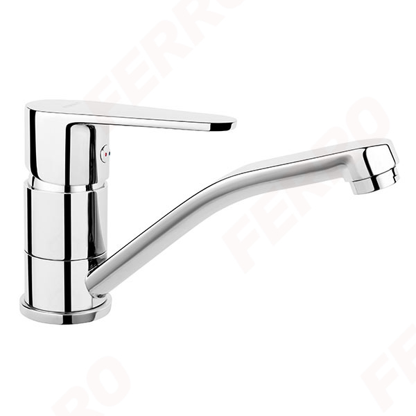Algeo - Standing washbasin mixer with swivel spout, chrome