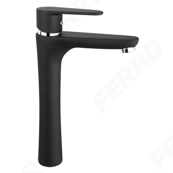 Algeo Black - Baterie stativa pentru lavoar inalt, negru/crom