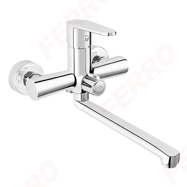 Algeo - Wall-mounted bath tub mixer with shower connection, chrome