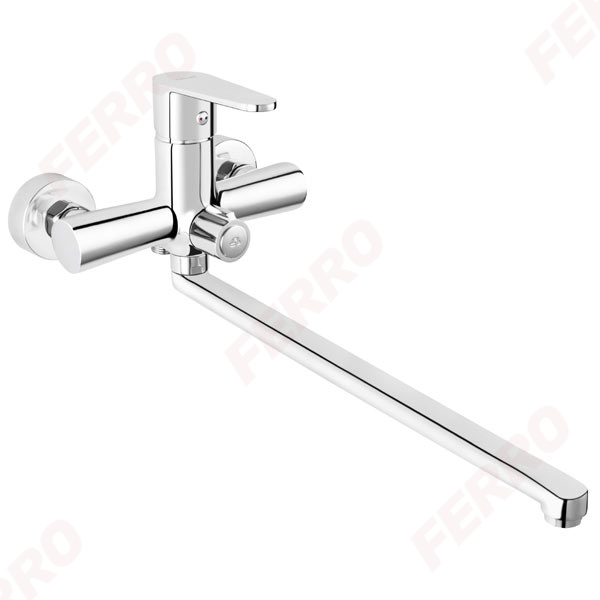 Algeo - Wall-mounted bathtub/wasbasin mixer with shower connection, chrome
