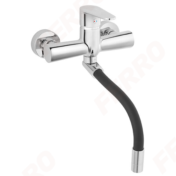 Algeo - Wall-mounted sink mixer with flexible spout, chrome