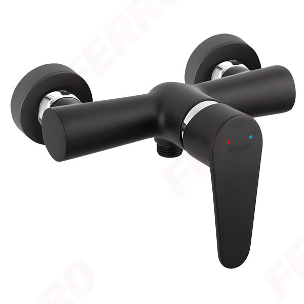 Algeo Black - Wall-mounted shower mixer, black