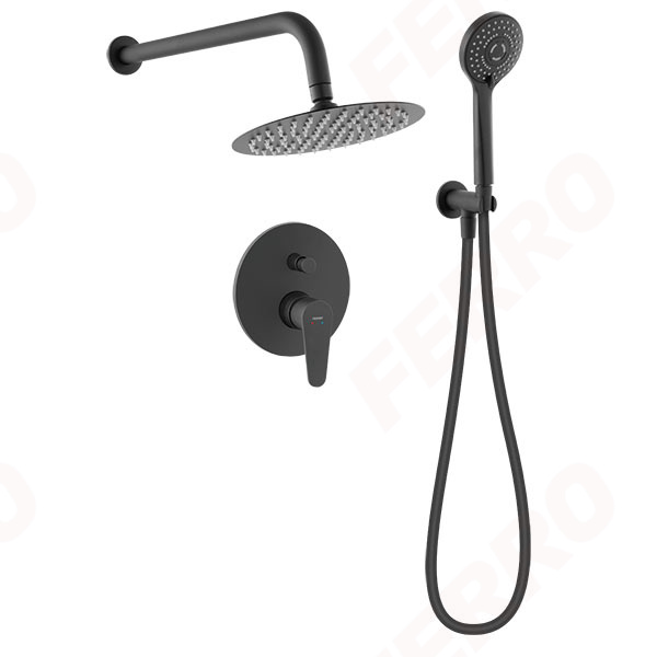 Algeo Black - Sistem de dus 5 in 1 baterie dus ingropata cu cap dus fix si para dus mobila, negru
