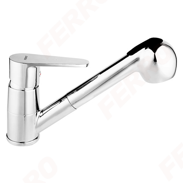 Algeo - Standing sink mixer with pull-out handle, chrome