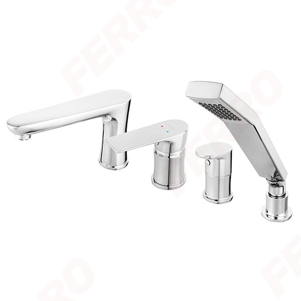 Algeo Square - Multiple-hole bath mixer, chrome