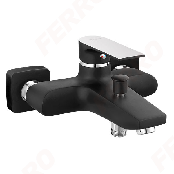 Algeo Square Black/Chrome - wall-mounted bath mixer