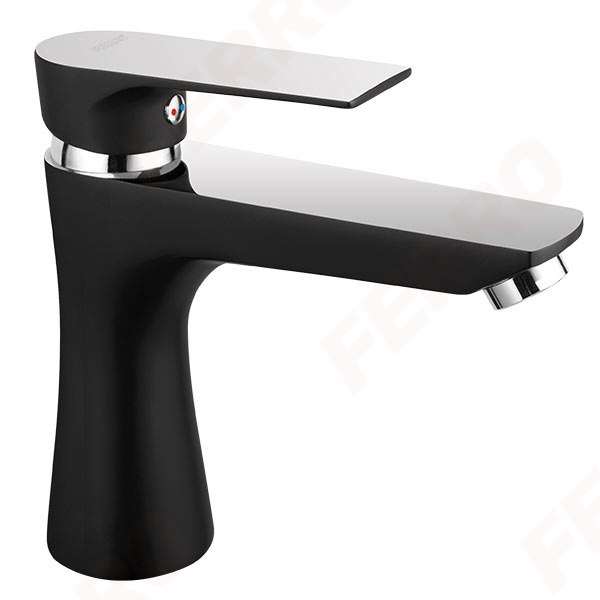 Algeo Square Black/Chrome - Baterie stativa lavoar, negru/crom