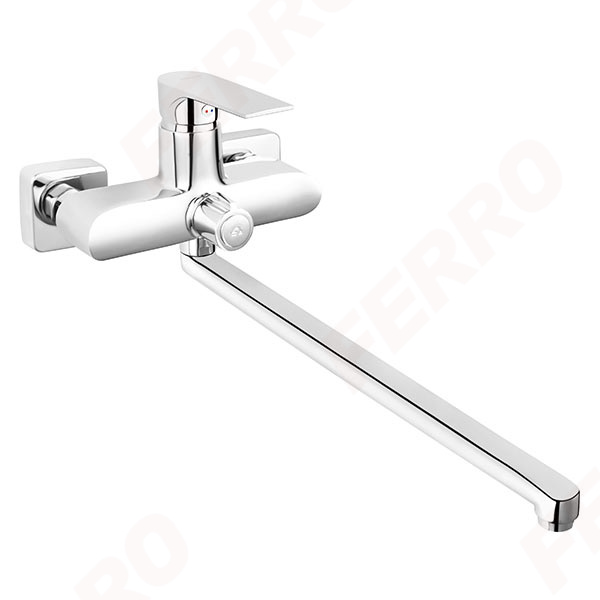 Algeo Square - wall mounted bath / washbasin mixer with ceramic shower switch