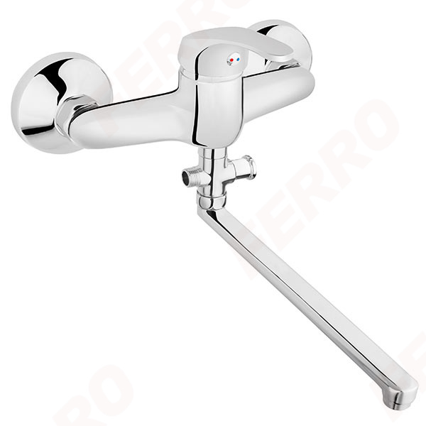 Basic - Wall-mounted bathtub/washbasin mixer with shower connection, chrome