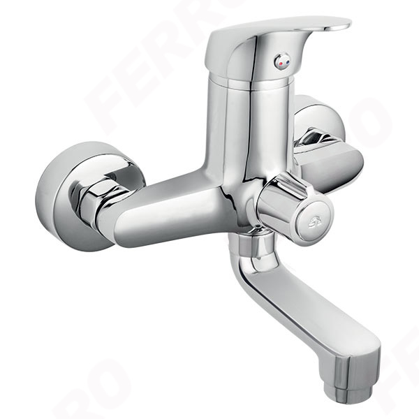 Combo - Baterie perete cada-dus cu pipa pivotanta, 15,5 cm, crom