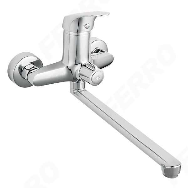 Combo - Baterie perete cada-dus cu pipa pivotanta, 19,2 cm, crom