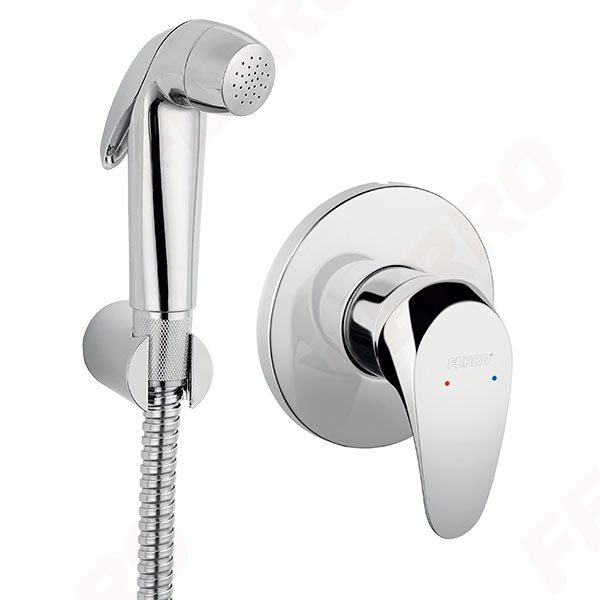 Combo - Baterie ingropata cu set dus igienic, crom