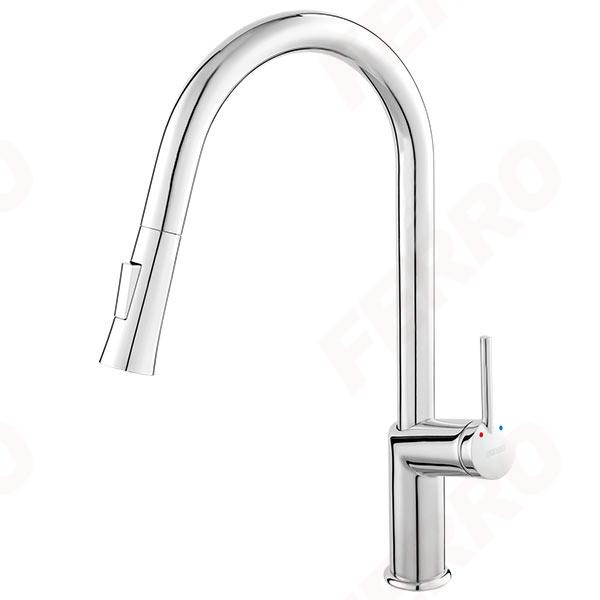 Cumulus - standing sink mixer with pull-out handle, chrome