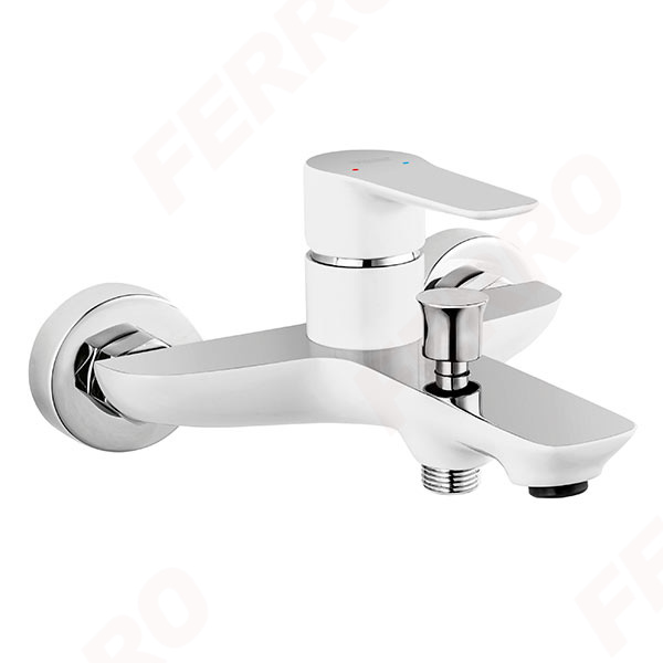 Adore White/Chrome - Wall-mounted bath mixer, white-chrome