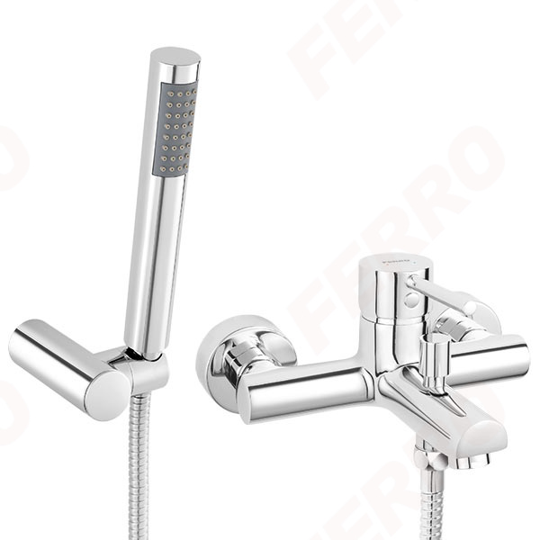 Fiesta - Wall-mounted bath mixer with a switch in the spout, chrome