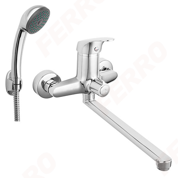 Ferro One - Wall-mounted bathtub/wasbasin mixer with shower connection, chrome