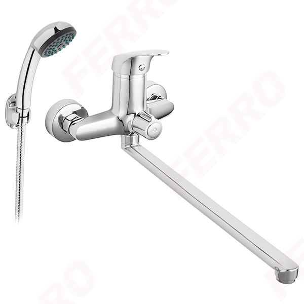 Ferro One - Wall-mounted bathtub/wasbasin mixer with shower connection, chrome