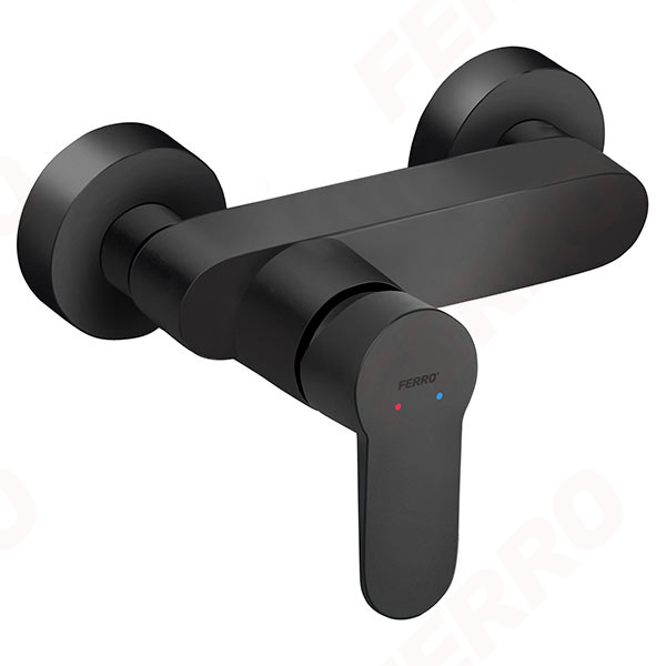 Nostris - shower wallmounted mixer, black