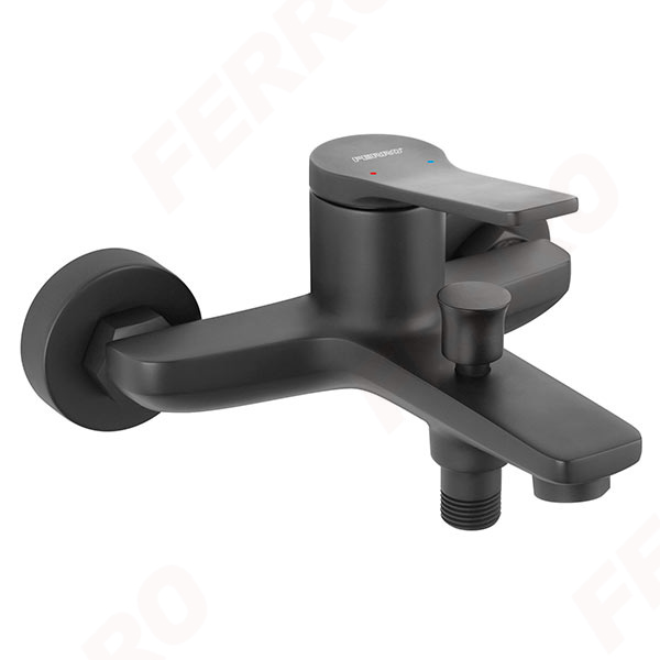Stratos Black - Wall-mounted bath mixer, black