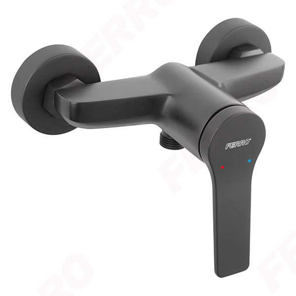 Stratos Black - Wall-mounted shower mixer, black