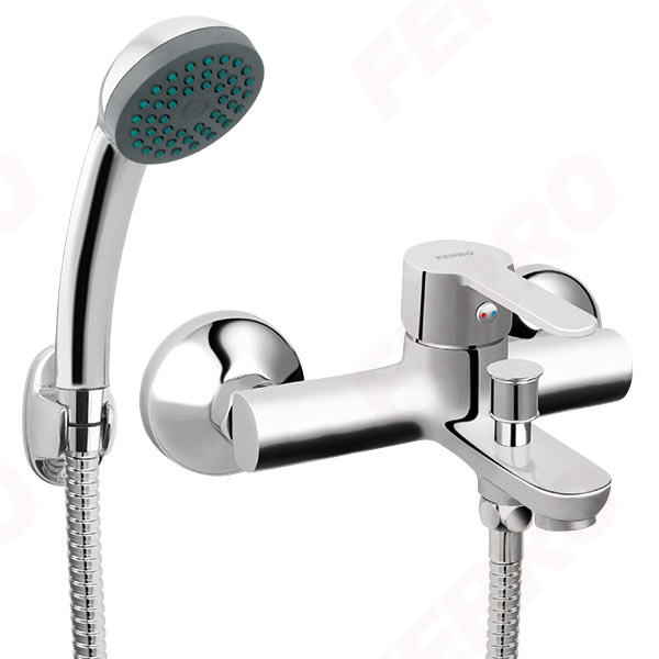 Savio - Wall-mounted bath mixer with a switch in the spout, chrome