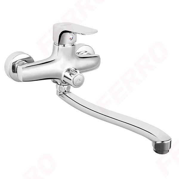 Tiga - wall mounted bath / washbasin mixer with ceramic shower switch