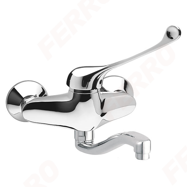 Wall-mounted washbasin mixer