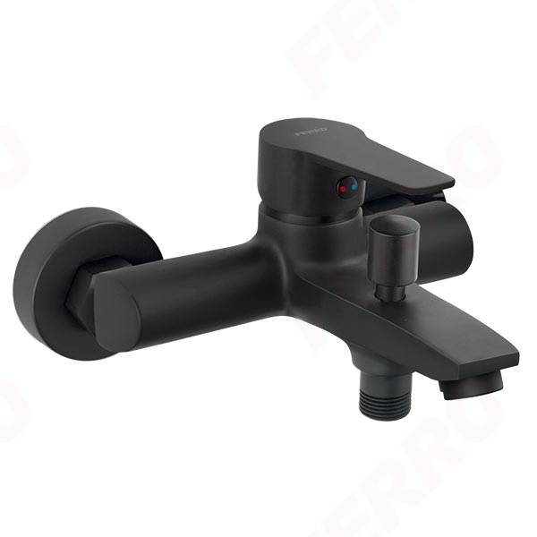 Ritto Black - Wall-mounted bath mixer, black