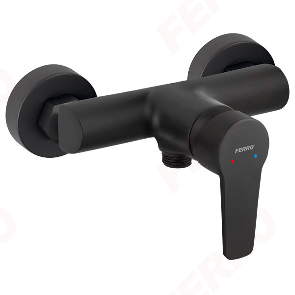 Ritto Black - Wall-mounted shower mixer, black