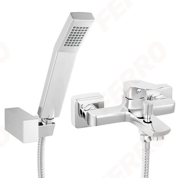 Vitto Verdeline - Wall-mounted bath mixer with a switch in the spout, chrome
