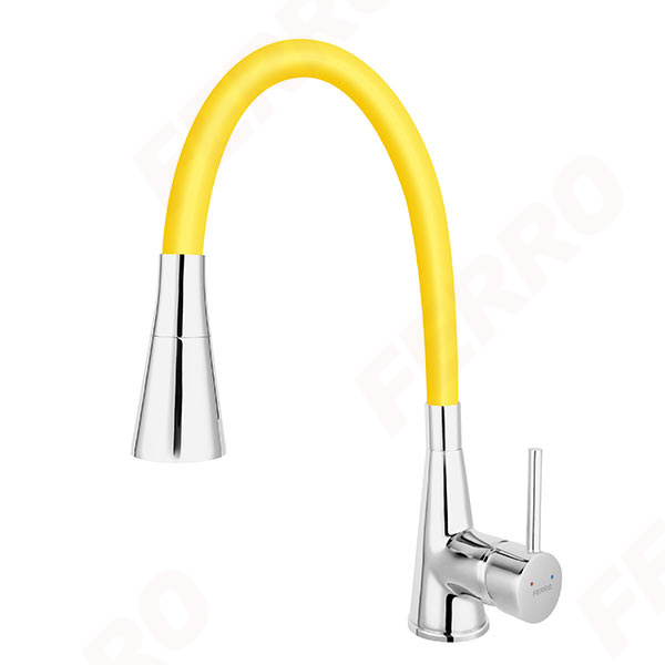Zumba II - standing sink mixer with flexible spout, yellow