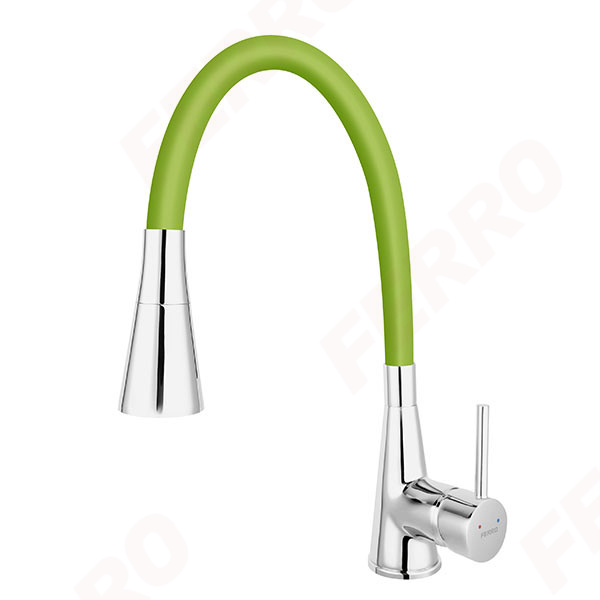 Zumba II - standing sink mixer with flexible spout, green