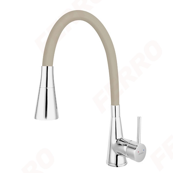 Zumba II - standing sink mixer with flexible spout, beige