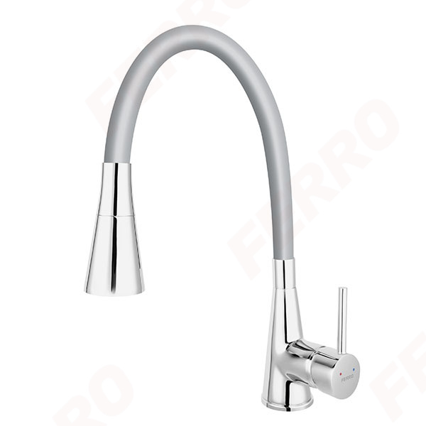 Zumba II - standing sink mixer with flexible spout, silver