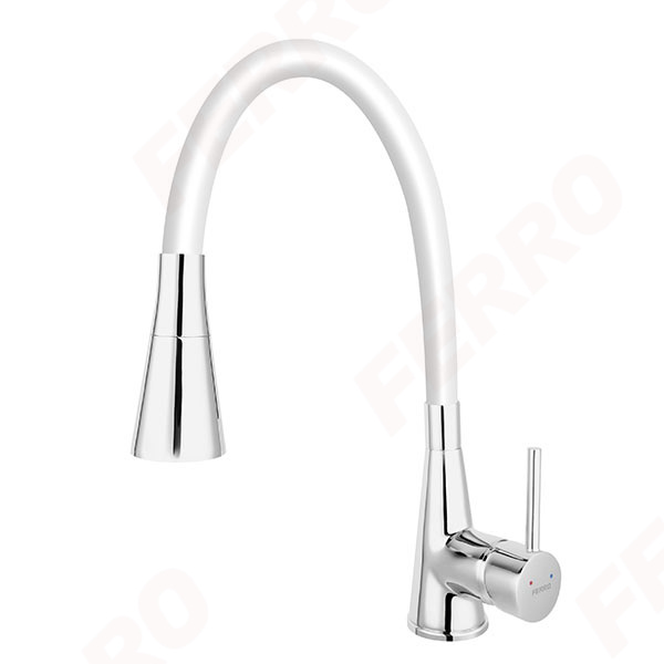 Zumba II - standing sink mixer with flexible spout, white