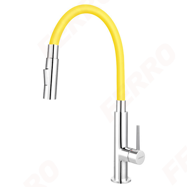 Zumba Slim 2F - standing sink mixer with flexible spout, yellow colour