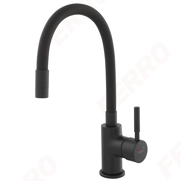 Zumba Nero - standing sink mixer with flexible spout, all black