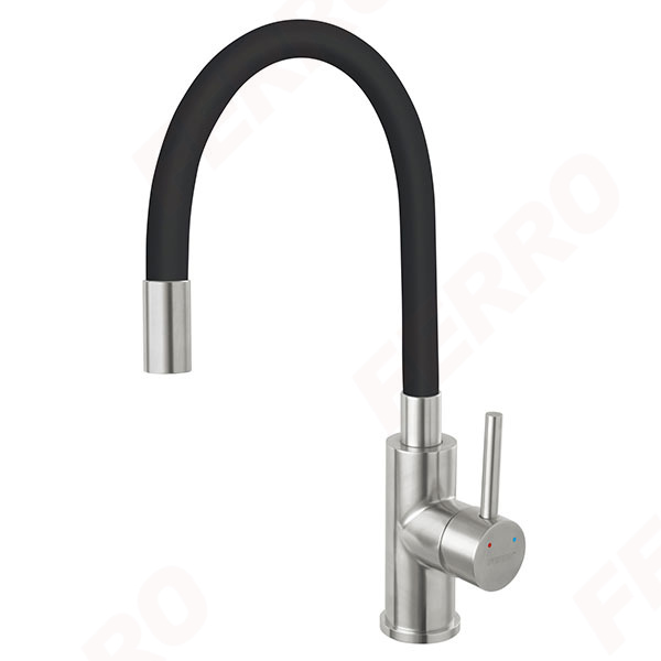 Zumba Inox - standing sink mixer with flexible spout, black