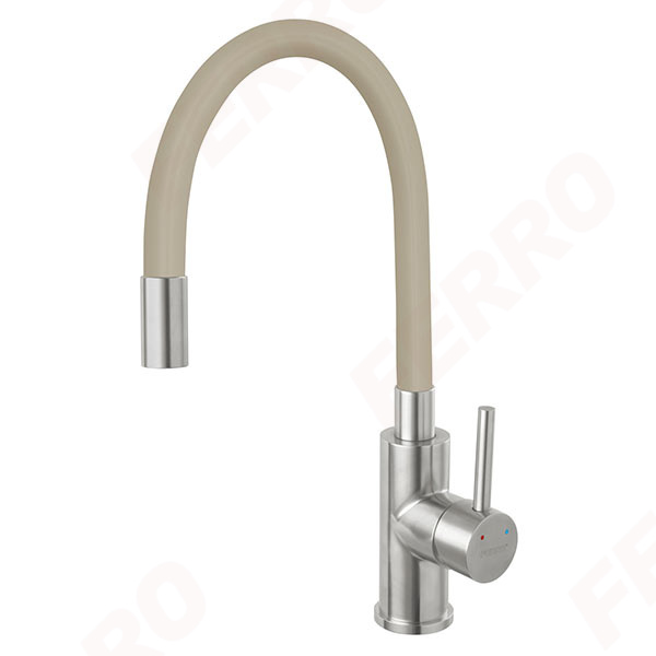 Zumba Inox - standing sink mixer with flexible spout, beige
