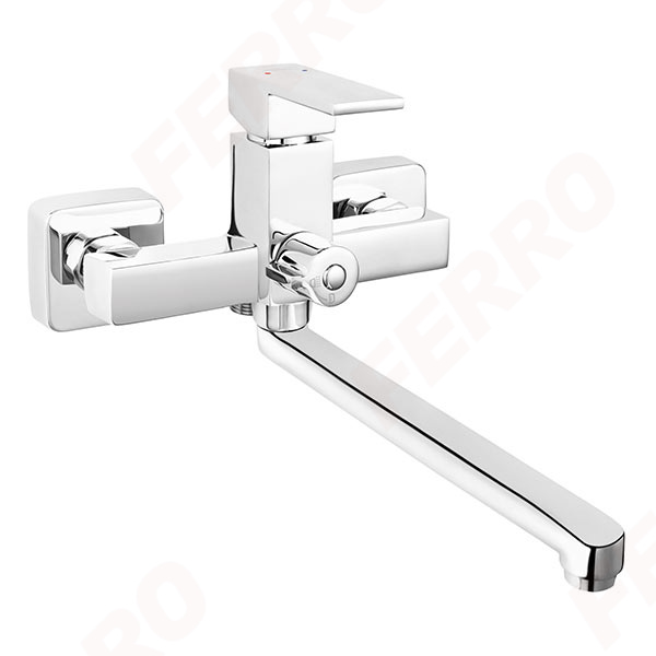 Zicco - wall-mounted washbasin mixer with ceramic shower switch