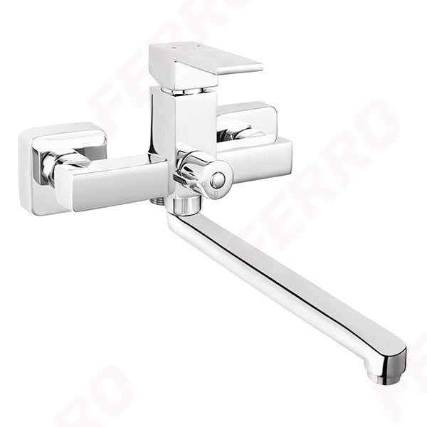 Zicco - Wall-mounted bathtub/wasbasin mixer with shower connection, chrome