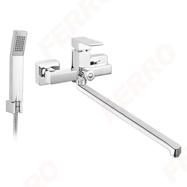 Zicco - Wall-mounted bathtub/wasbasin mixer with shower connection, chrome