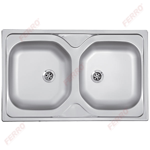 Double bowl sink 50x80 cm, smooth