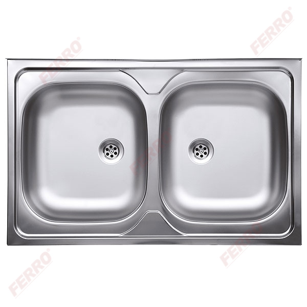 Double bowl sink 50x80 cm, smooth