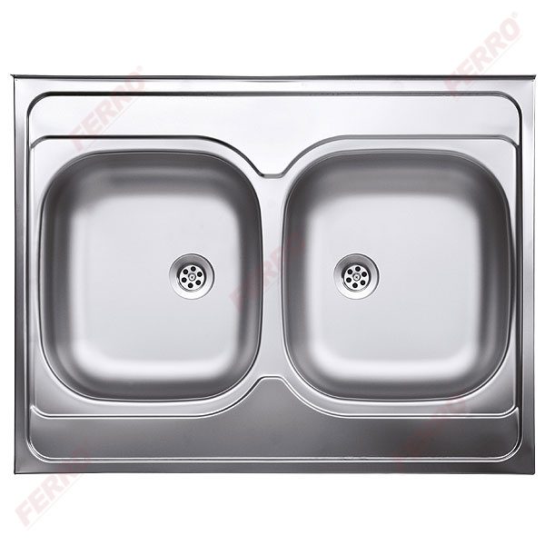 Double bowl sink 60x80 cm, smooth