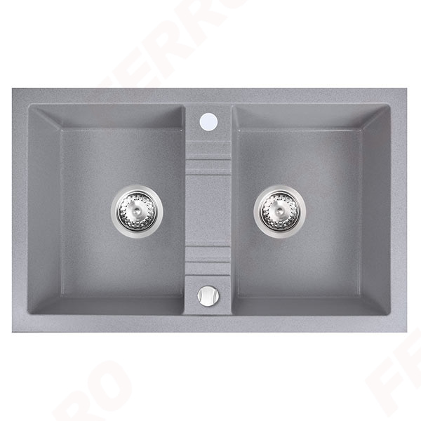 Mezzo II - Double kitchen sink 78x48 cm, grey